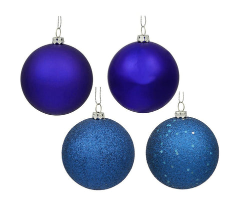 60ct Shatterproof Royal Blue 4-Finish Christmas Ball Ornaments 2.5" (60mm)