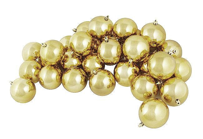 60ct Shiny Vegas Gold Shatterproof Christmas Ball Ornaments 2.5" (60mm)