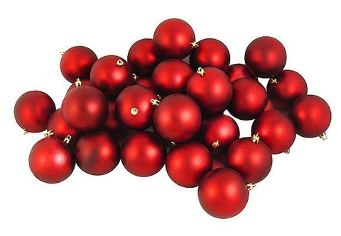 60ct Matte Red Hot Shatterproof Christmas Ball Ornaments 2.5" (60mm)