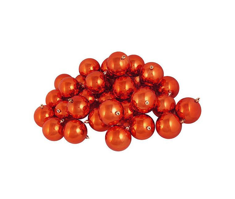 60ct Shiny Burnt Orange Shatterproof Christmas Ball Ornaments 2.5" (60mm)