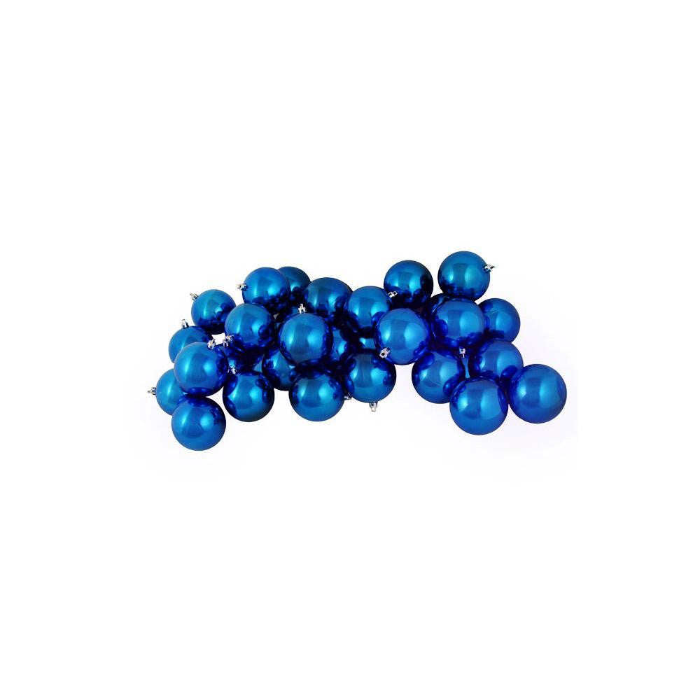 60ct Shiny Lavish Blue Shatterproof Christmas Ball Ornaments 2.5" (60mm)