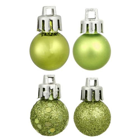 18ct Green Kiwi 4-Finish Shatterproof Christmas Ball Ornaments 1.25" (30mm)