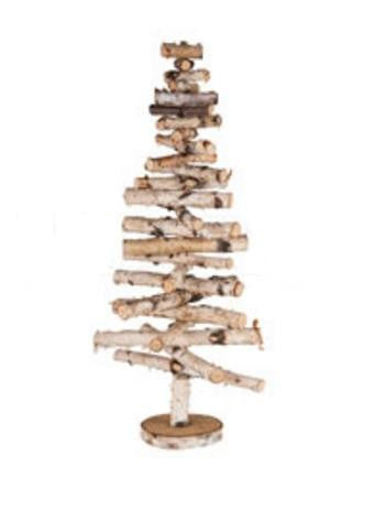 25.5" Country Cabin Decorative Movable Wooden Birch Bark Christmas Tree