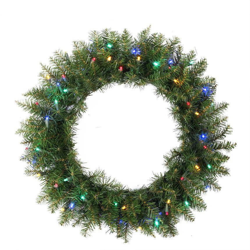 24" Pre-Lit Northern Dunhill Fir Artificial Christmas Wreath - Multi-Color LED Lights