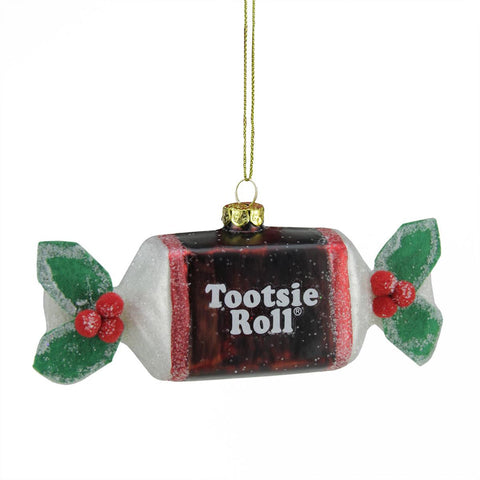 5.25" Candy Lane Tootsie Roll Original Chewy Chocolate Candy Glass Christmas Ornament