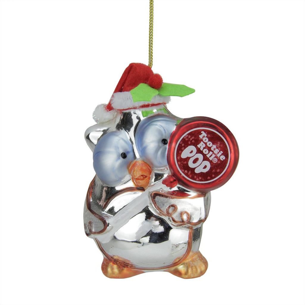 4" Candy Lane Tootsie Roll Pop Orignal Candy-Filled Lollipop "Mr. Owl" Glass Christmas Ornament