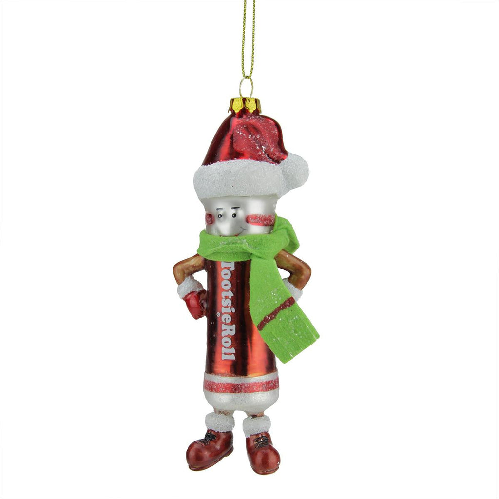 6" Candy Lane Tootsie Roll Orignal Chewy Chocholate Candy Glass Christmas Ornament