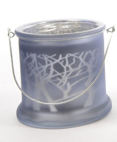 9" Winter Light Frosted Blue Glass Candle Lantern Christmas Decoration