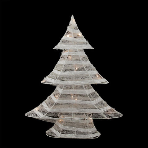 24.5" Battery Operated White and Silver Glittered LED Lighted Christmas Tree Table Top Decoration