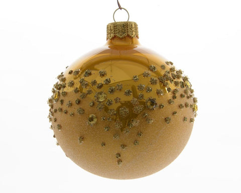 6ct Luxury Lodge Shiny Embellished Gold Colored Christmas Ball Ornaments 3.25" (80mm)