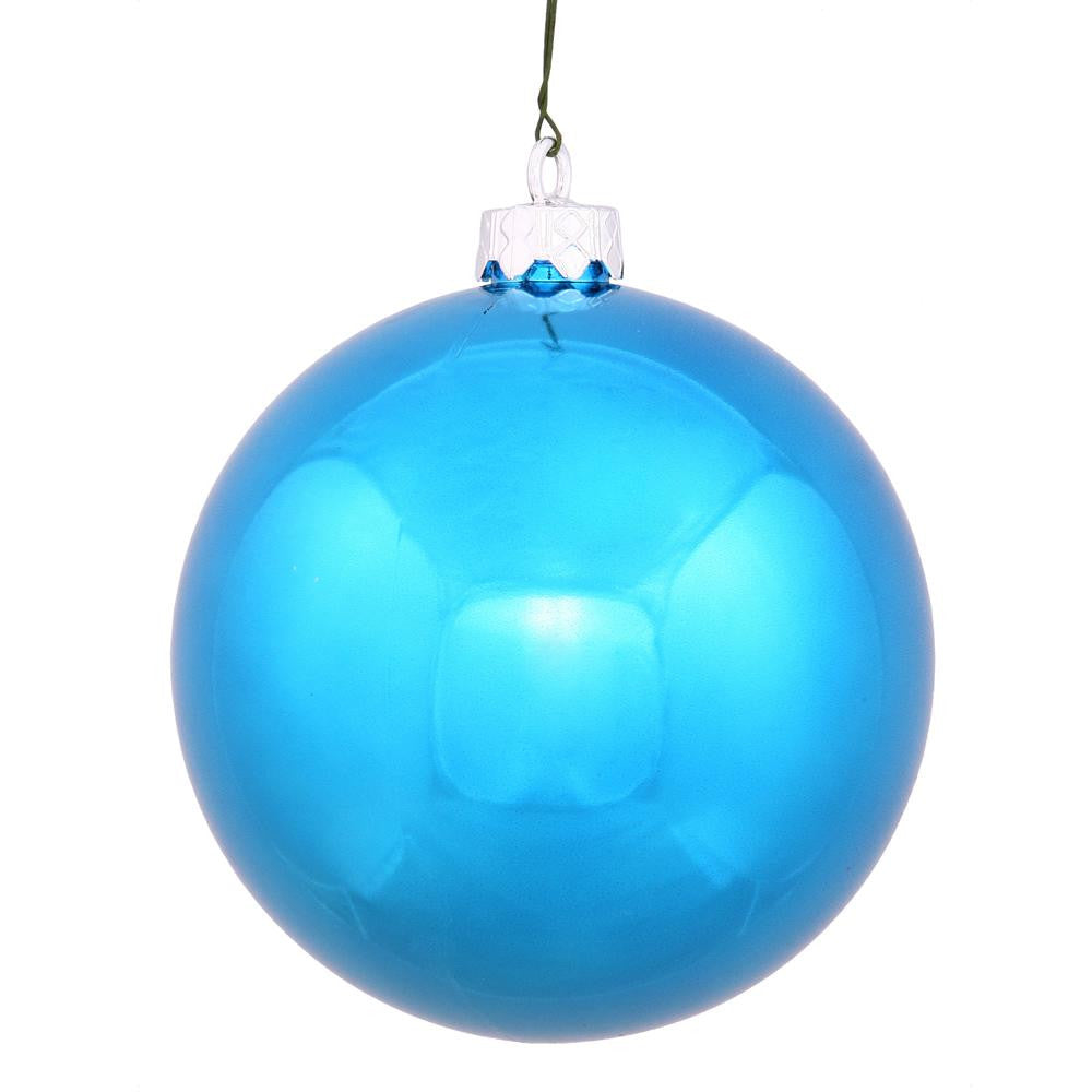 Shiny Turquoise UV Resistant Commercial Drilled Shatterproof Christmas Ball Ornament 2.75" (70mm)