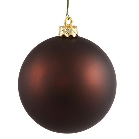 Matte Chocolate Brown UV Resistant Commercial Shatterproof Christmas Ball Ornament 4" (100mm)