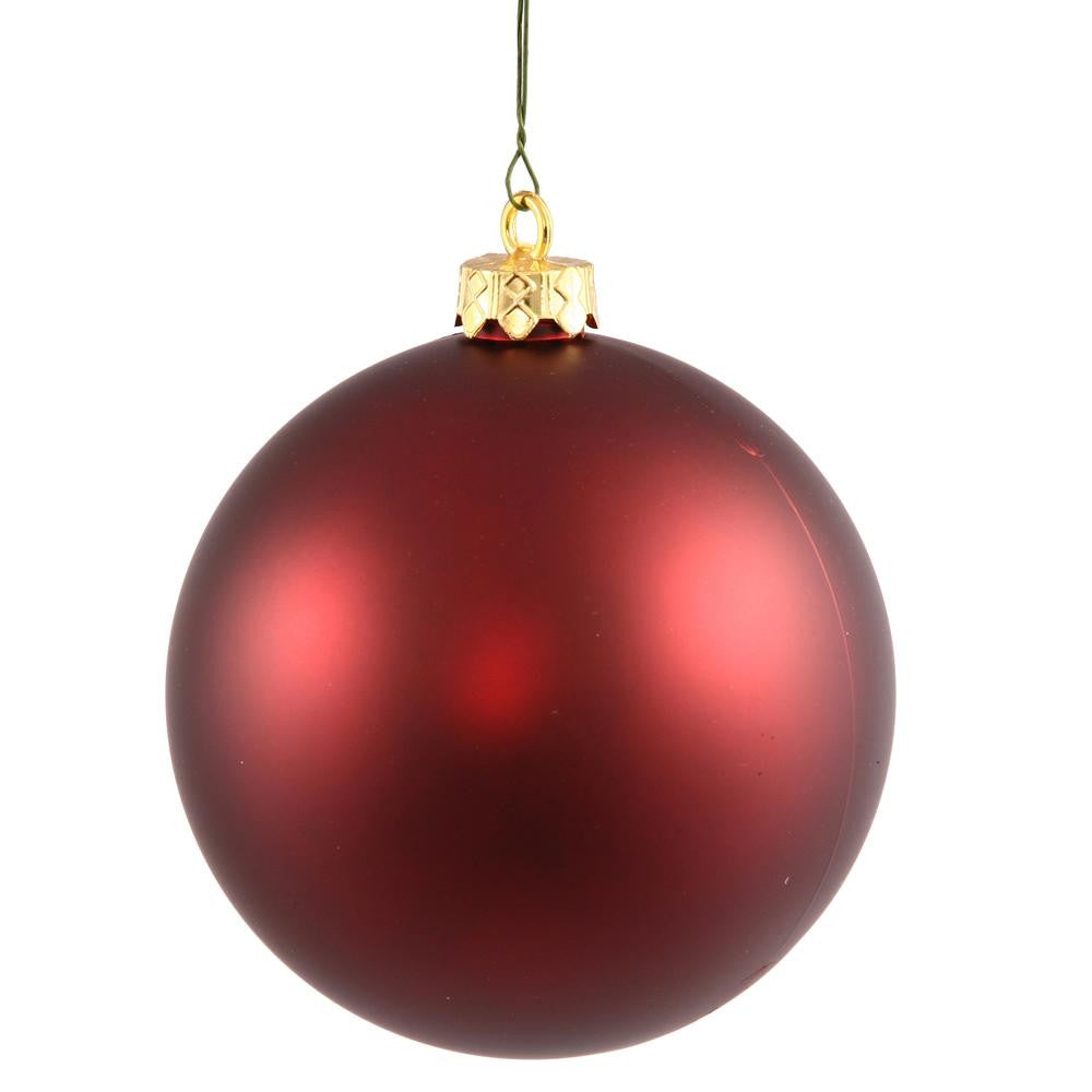 Matte Burgundy Red UV Resistant Commercial Shatterproof Christmas Ball Ornament 4" (100mm)