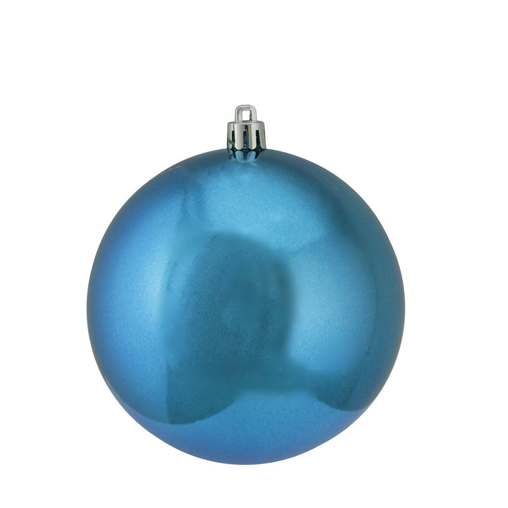 Shiny Turquoise Blue UV Resistant Commercial Shatterproof Christmas Ball Ornament 4" (100mm)