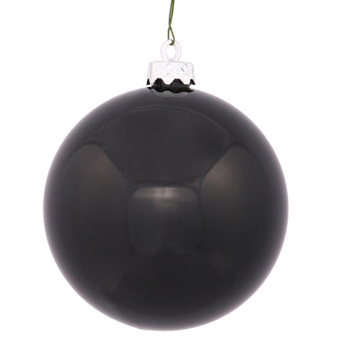 Shiny Jet Black UV Resistant Commercial Shatterproof Christmas Ball Ornament 4" (100mm)