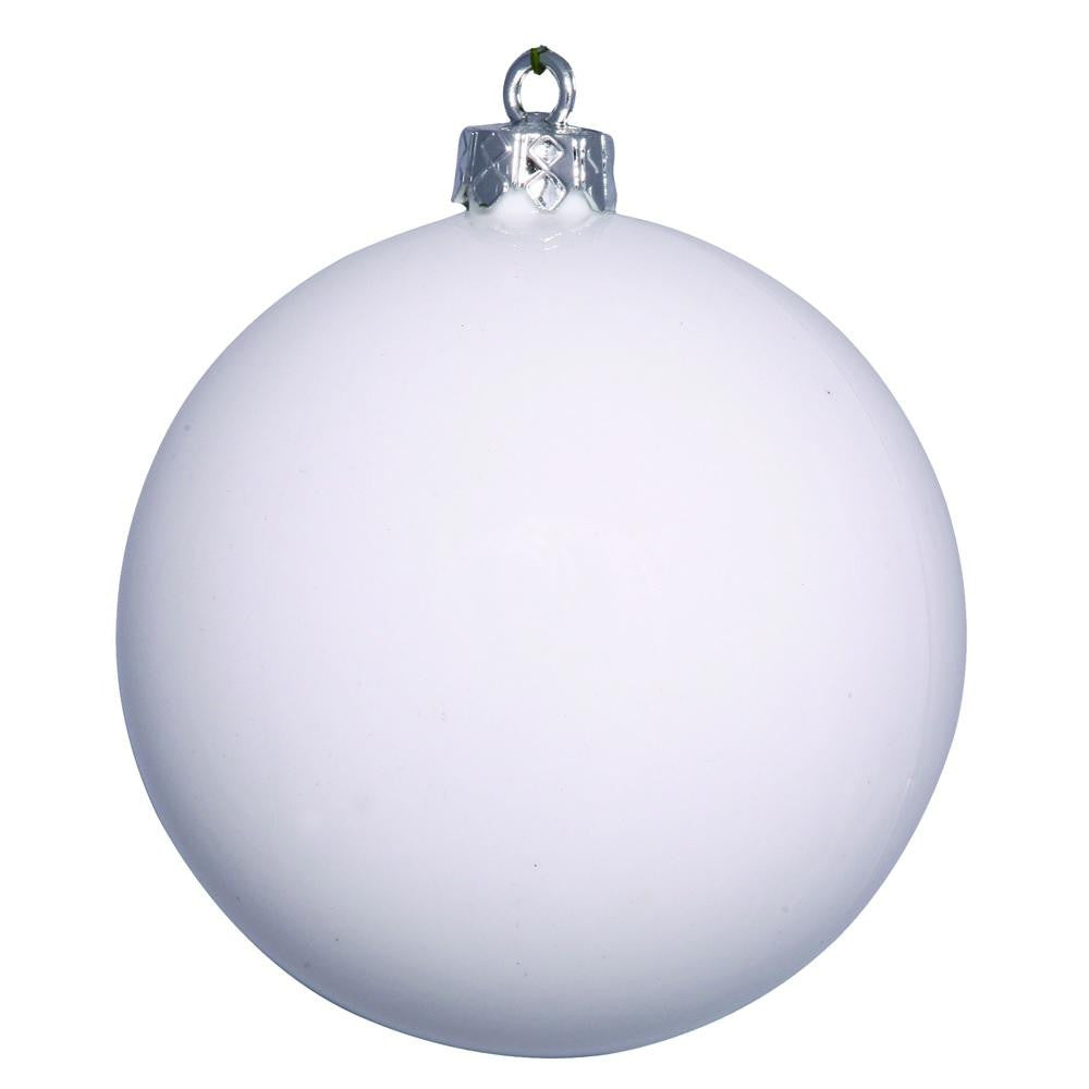 Shiny White UV Resistant Commercial Drilled Shatterproof Christmas Ball Ornament 2.75" (70mm)