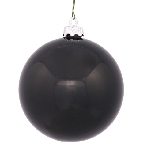 Shiny Black UV Resistant Commercial Drilled Shatterproof Christmas Ball Ornament 2.75" (70mm)