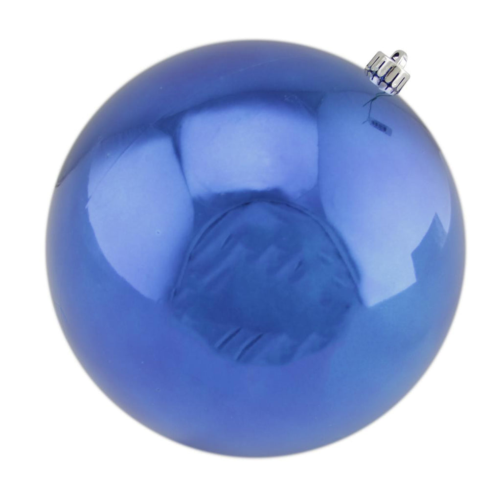 Shiny Blue UV Resistant Commercial Drilled Shatterproof Christmas Ball Ornament 10" (250mm)