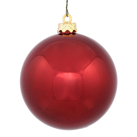 Shiny Burgundy UV Resistant Commercial Drilled Shatterproof Christmas Ball Ornament 8" (200mm)