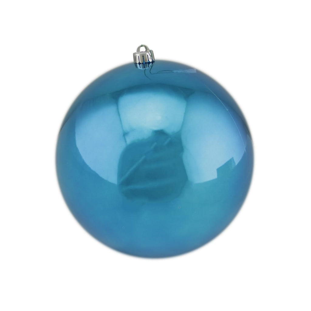 Shiny Turquoise UV Resistant Commercial Drilled Shatterproof Christmas Ball Ornament 10" (250mm)