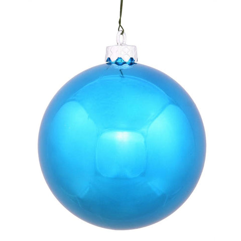 Shiny Turquoise UV Resistant Commercial Drilled Shatterproof Christmas Ball Ornament 8" (200mm)