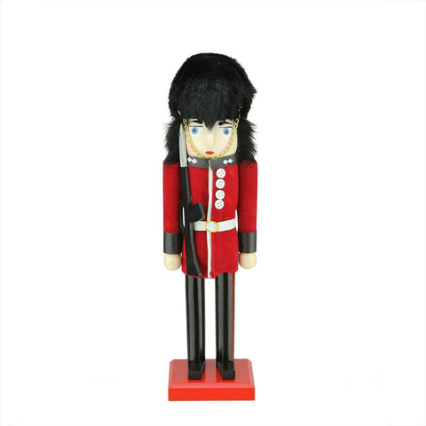 14" Decorative Wooden Red and Black Royal Guard Christmas Nutcracker