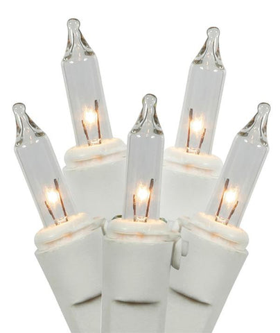 Set of 50 Clear Mini Christmas Lights - White Wire