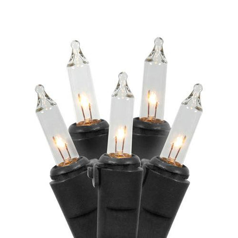 Set of 50 Clear Mini Christmas Lights - Black Wire