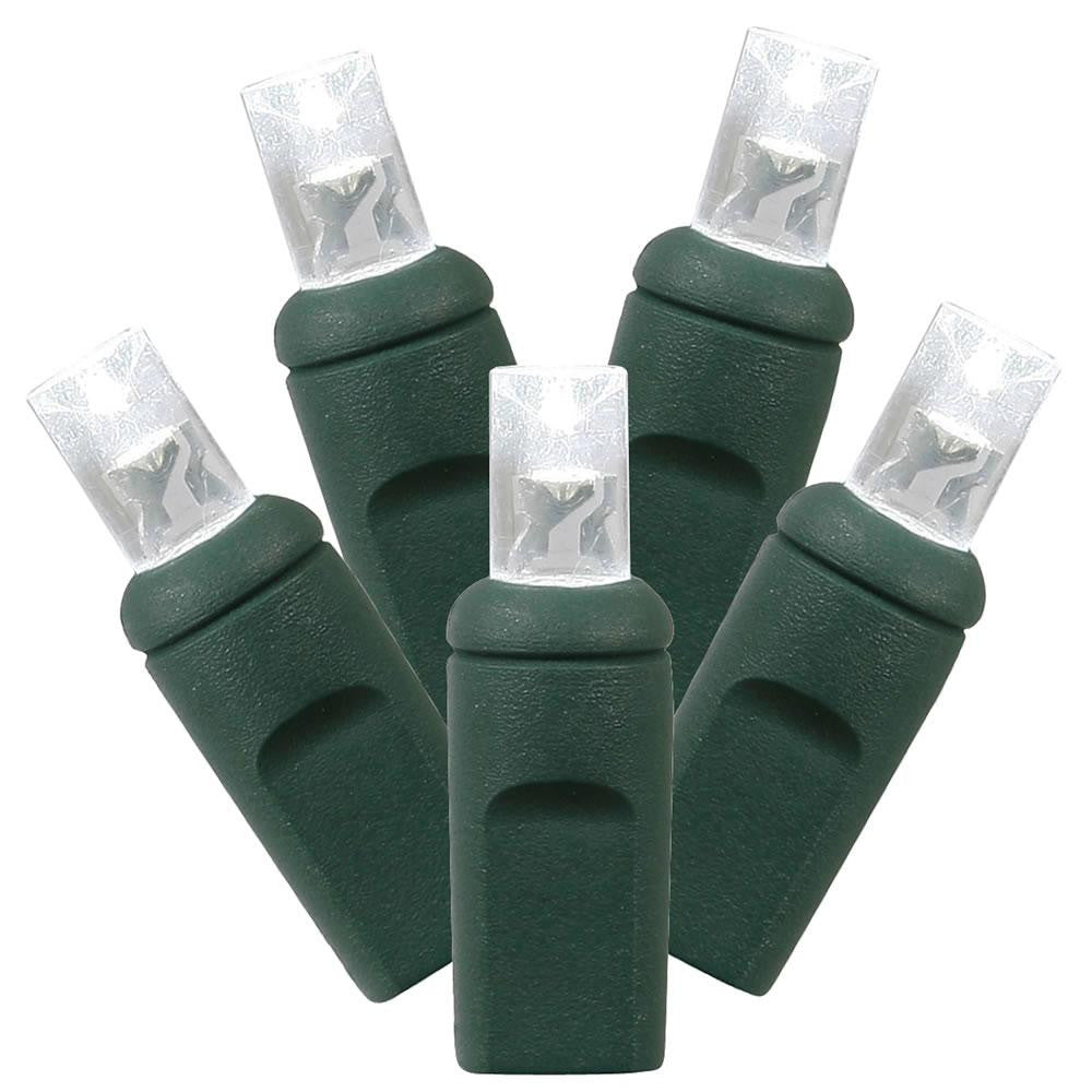 Set of 50 Pure White Commercial Grade LED Wide Angle Mini Christmas Lights 6" Spacing - Green Wire