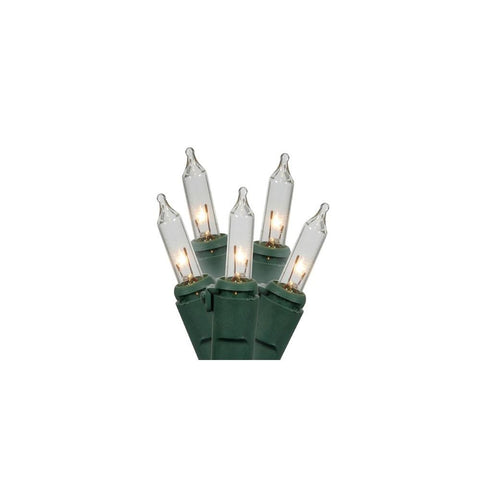 Set of 100 Clear Mini Christmas Lights 4.25" Spacing - Green Wire