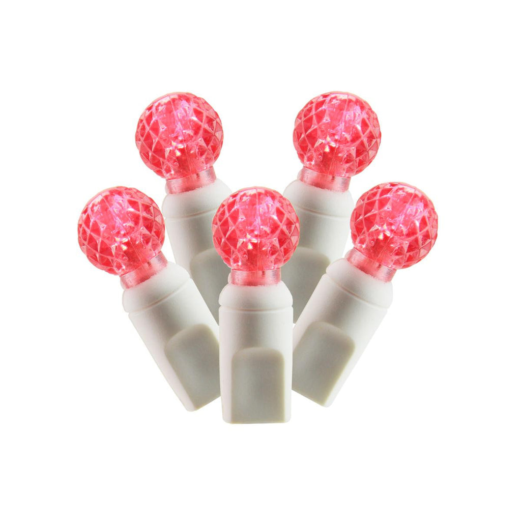 Set of 100 Magenta Pink Commercial Grade LED G12 Berry Christmas Lights 4" Spacing - White Wire