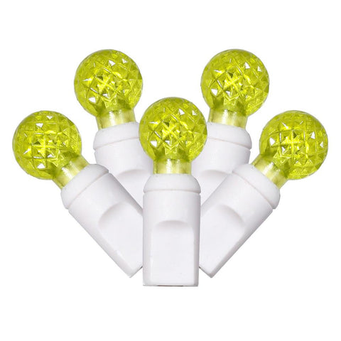 Set of 100 Lime Green Commercial Grade LED G12 Berry Christmas Lights 4" Spacing - White Wire