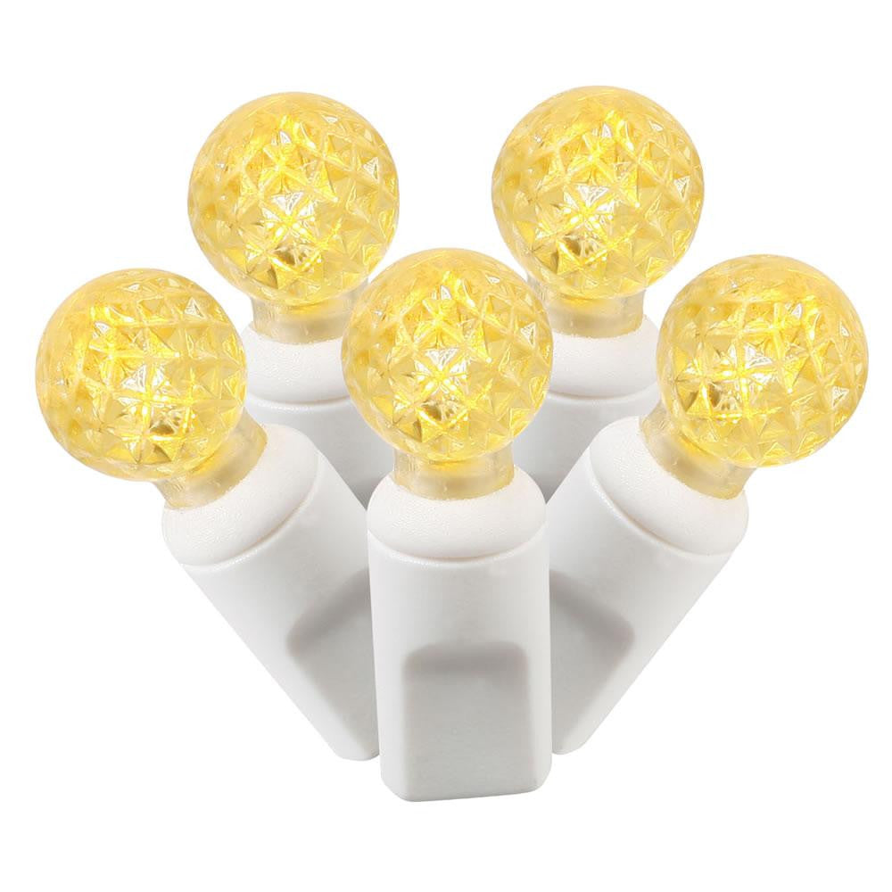 Set of 100 Yellow Commercial Grade LED G12 Berry Christmas Lights 4" Spacing - White Wire