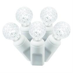 Set of 100 Cool White Commercial Grade LED G12 Berry Christmas Lights 4" Spacing - White Wire