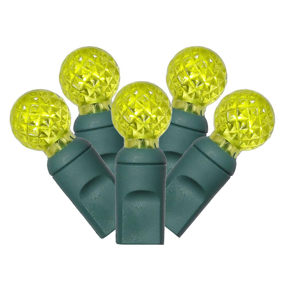 Set of 100 Lime Green LED Faceted G12 Berry Christmas Lights 4" Spacing - Green Wire