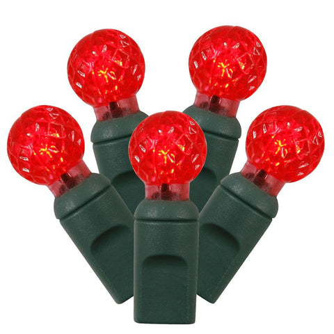 Set of 100 Red LED G12 Berry Christmas Lights 4" Spacing - Green Wire