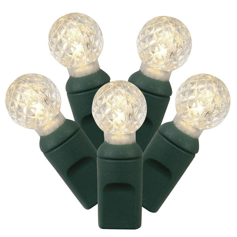 Set of 100 Warm White LED G12 Berry Christmas Lights 4" Spacing - Green Wire