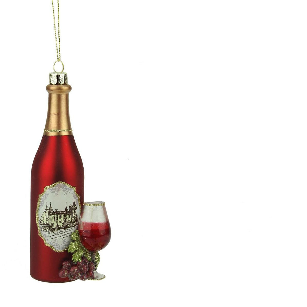 5.75" Tuscan Winery Red Wine Glass Bottle Christmas Ornament