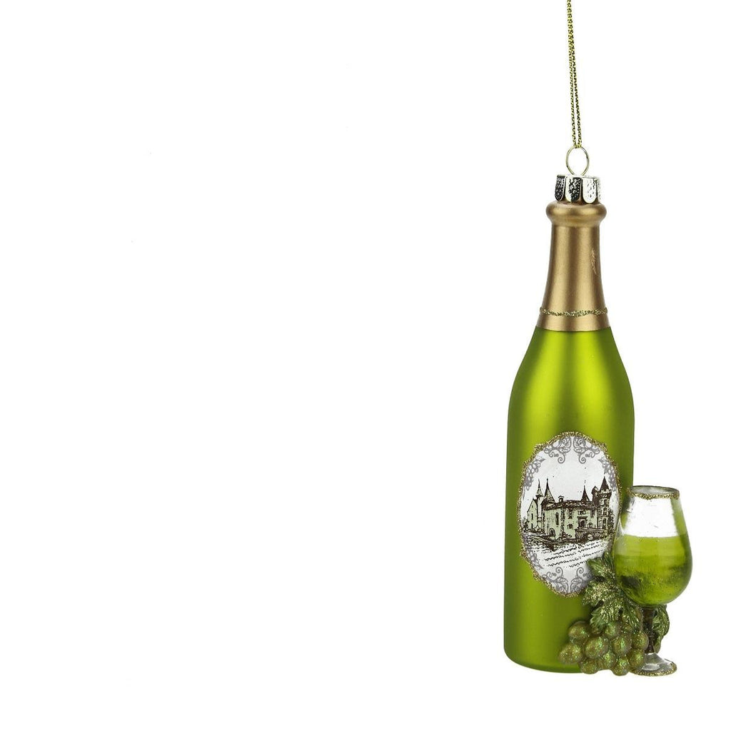 5.75" Tuscan Winery Green Wine Glass Bottle Christmas Ornament