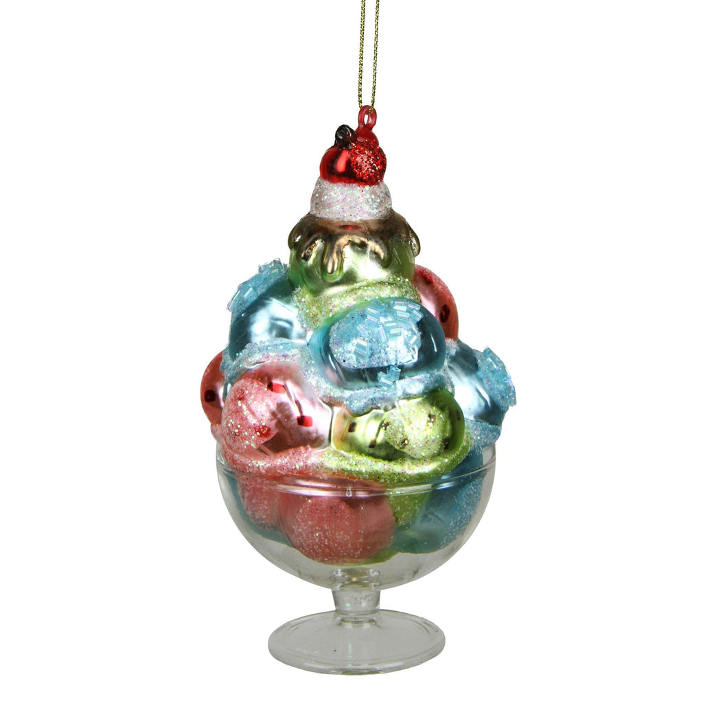 4.5'' Desert Delight Pink, Blue and Green Glass Ice Cream Christmas Ornament