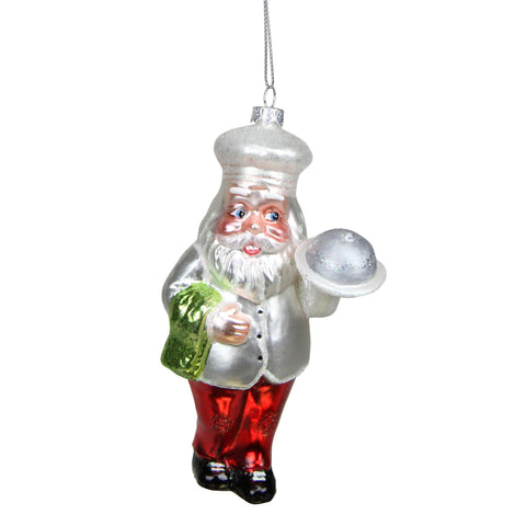 5.75" Glass Santa Chef Decorative Christmas Ornament