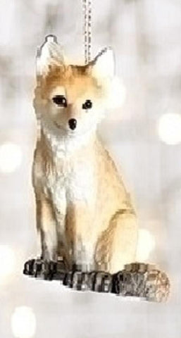 3.25" Wild Baby Orange and Brown Fox Decorative Christmas Ornament