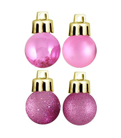 18ct Bubblegum Pink 4-Finish Shatterproof Christmas Ball Ornaments 1.25" (30mm)