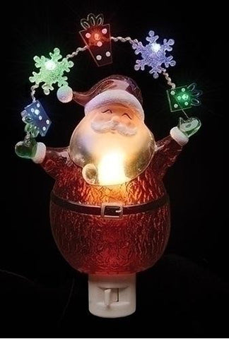 8" Multi-Colored Santa Claus with Garland Decorative Christimas LED Night Light