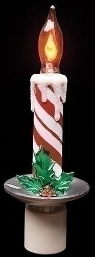 7.25" Candy Cane Striped Candle Decorative Christmas Flicker Flame Night Light