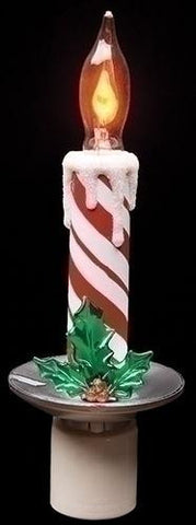 7.25" Candy Cane Striped Candle Decorative Christmas Flicker Flame Night Light