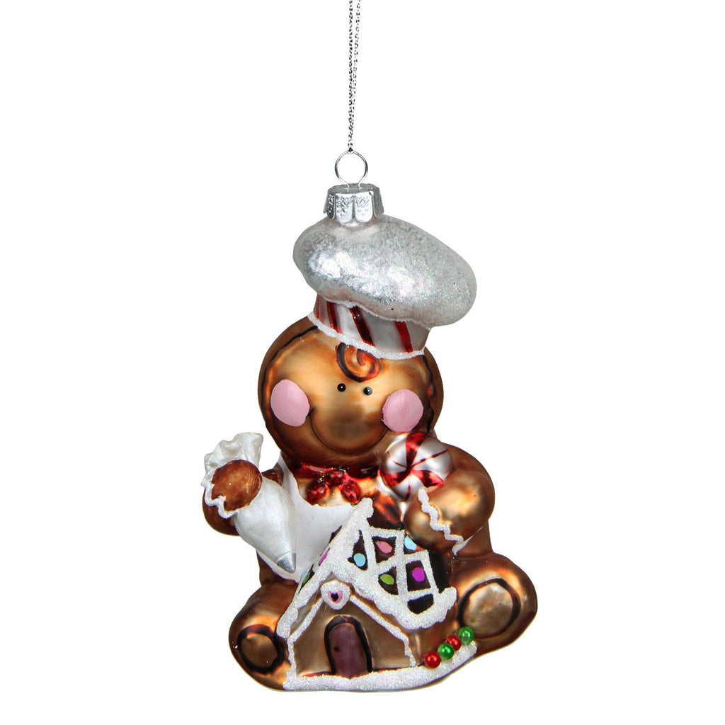 4.75" Gingerbread Kisses Glass Chef Decorative Christmas Ornament