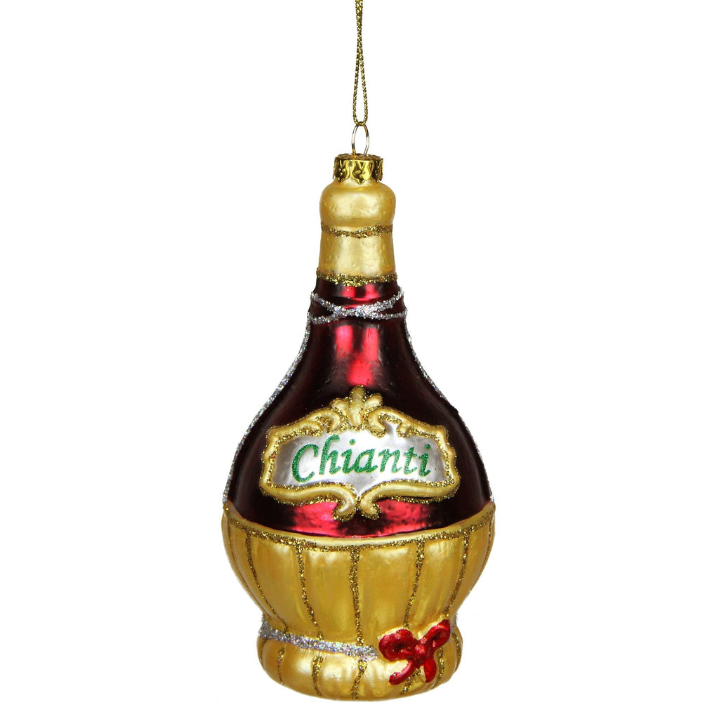 5" Tuscan Winery Chianti Wine Bottle Glass Christmas Ornament