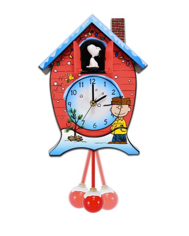 17" Battery Operated Musical Peanuts Christmas Snoopy Cuckoo Wall Clock