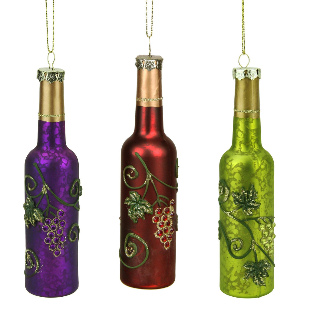 6" Tuscan Winery Red Wine Bottle Mercury Finish Glass Christmas Ornament